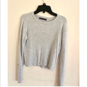 Grey ribbed long sleeve brandy shirt